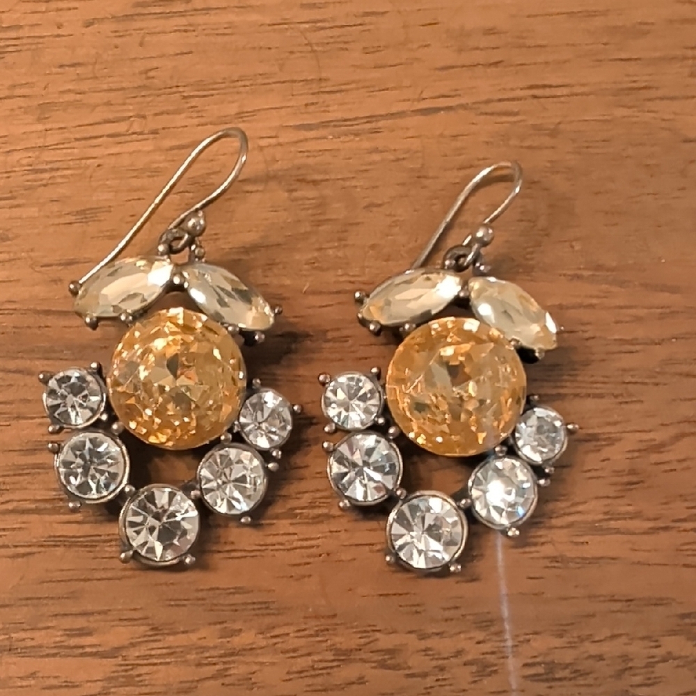 J. Crew Vintage Dangle Bronze And Crystal Earrings